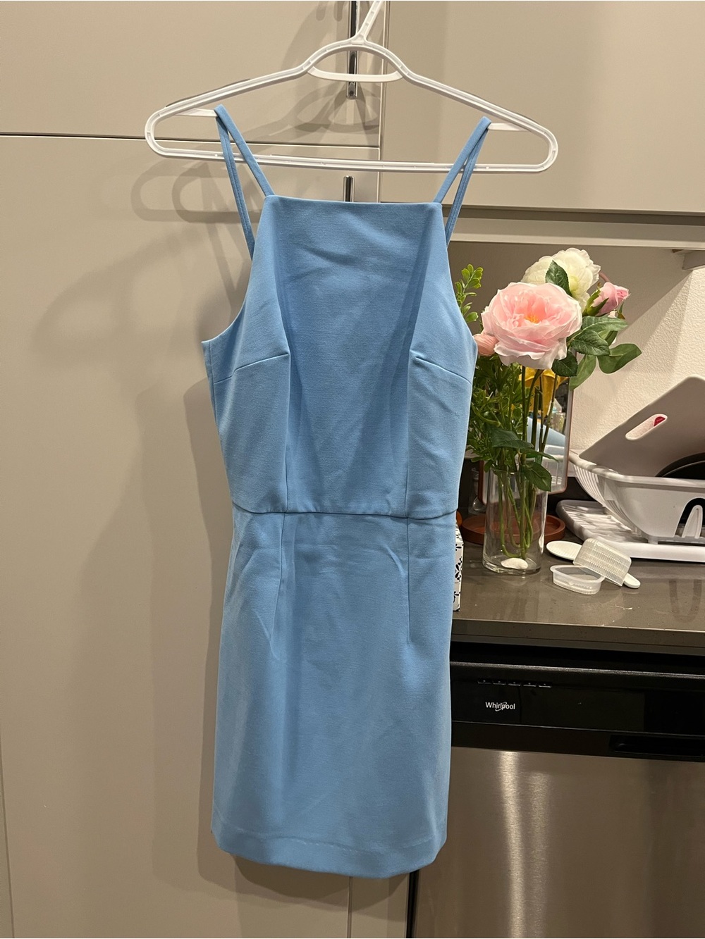 Blue Spaghetti-Strap Sheath Dress